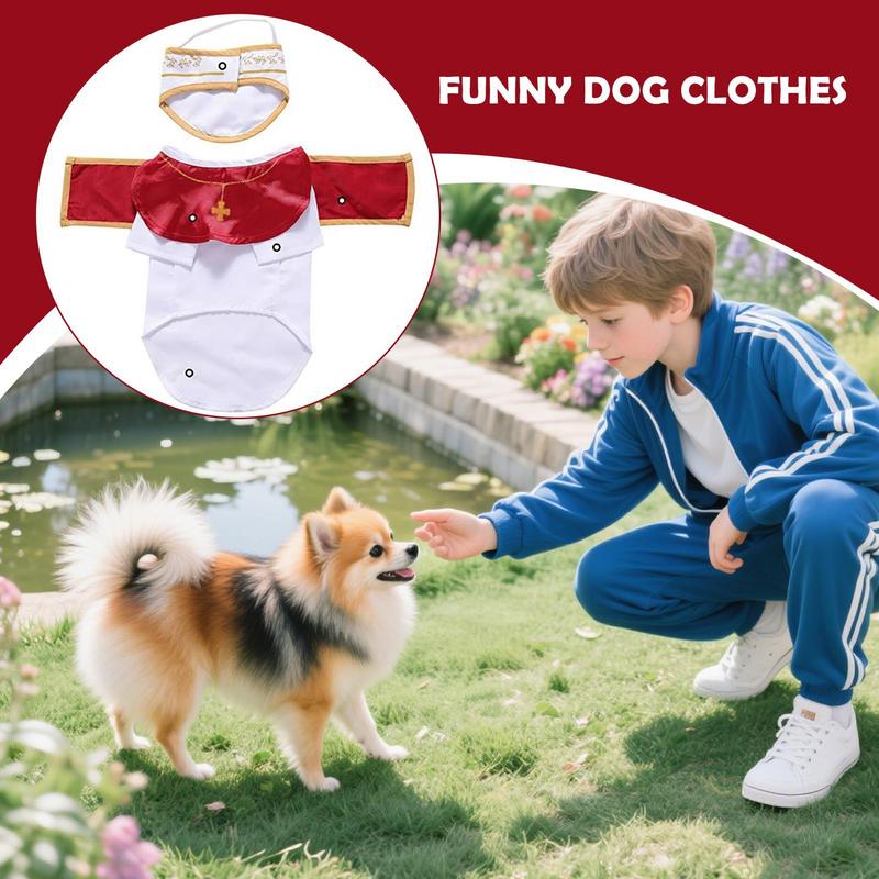 Dog Pope Costume Dog Robe Hat Costume Funny Cute Puppy Apparel For Holidays Events Festival Entertainment Performance Cosplay