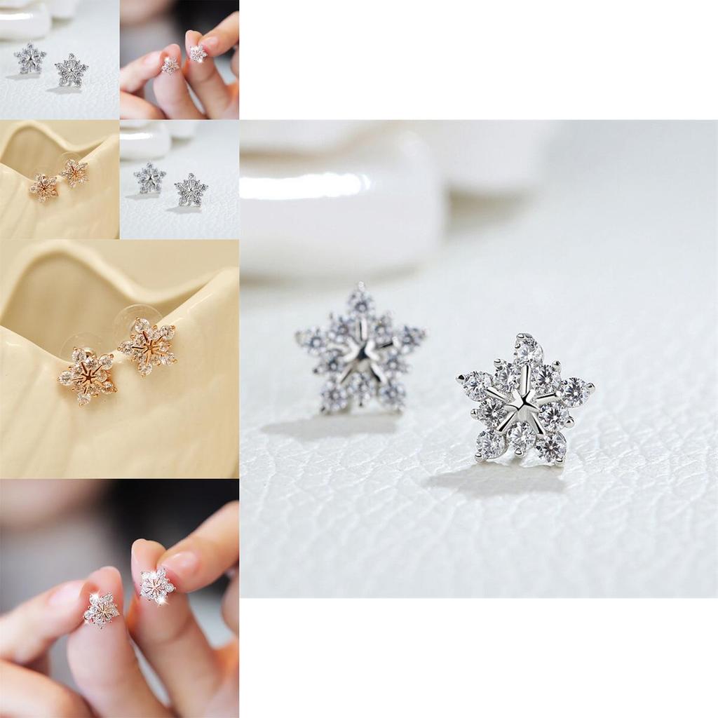 Snowflake Silver Ear Stud For Women Christmas Party Accessory Gift
