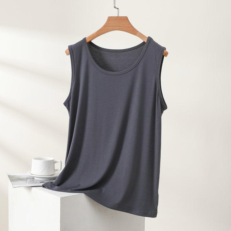 Sommer Damen Locker Ärmellos Modal Tanktop Breites Schulterdesign Achselglättend Leicht Lässig Zum Layering Innen Camisole Basis Top