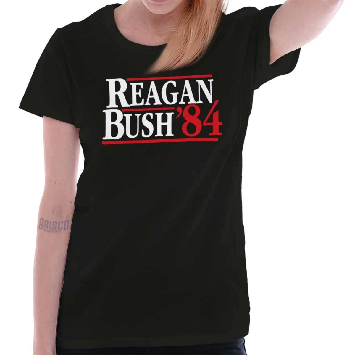 Ronald Reagan George Bush 1984 Vintage Retro Womens Top Junior Graphic Tee S
