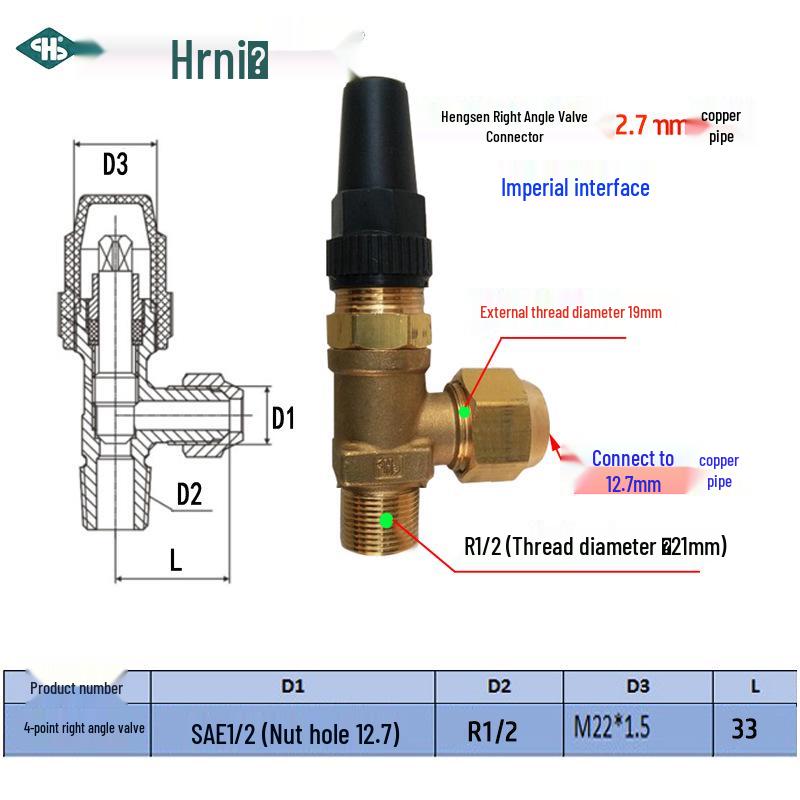Refrigeration Equipment Right Angle Copper Valve: 6-19 Manual Stop Valve for Air Conditioning Liquid Storage