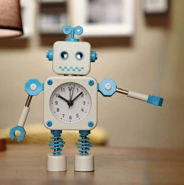 Creative Robot Decorative Clock Korean Cartoon Boy Alarm Clock Quartz Silent Decorative Watch Bedroom Decoration Ornaments