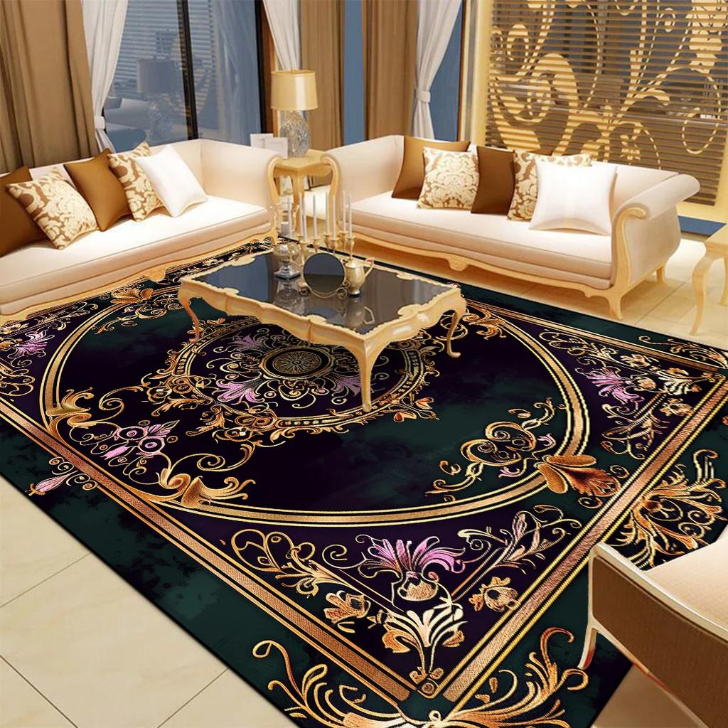 Light Luxury Black Gold Carpet for Living Room Modern Washable Bedroom Decoration Lounge Rug Parlor Entrance Door Mat Cloakroom