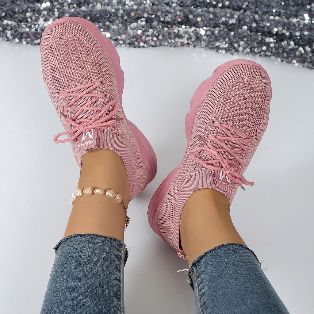 Fashion Women Mesh Breathable Casual Sneakers Lace-up Vulcanized Shoes Ladies Platform Sneakers Female Shoes Plus Size Zapatos De Mujer