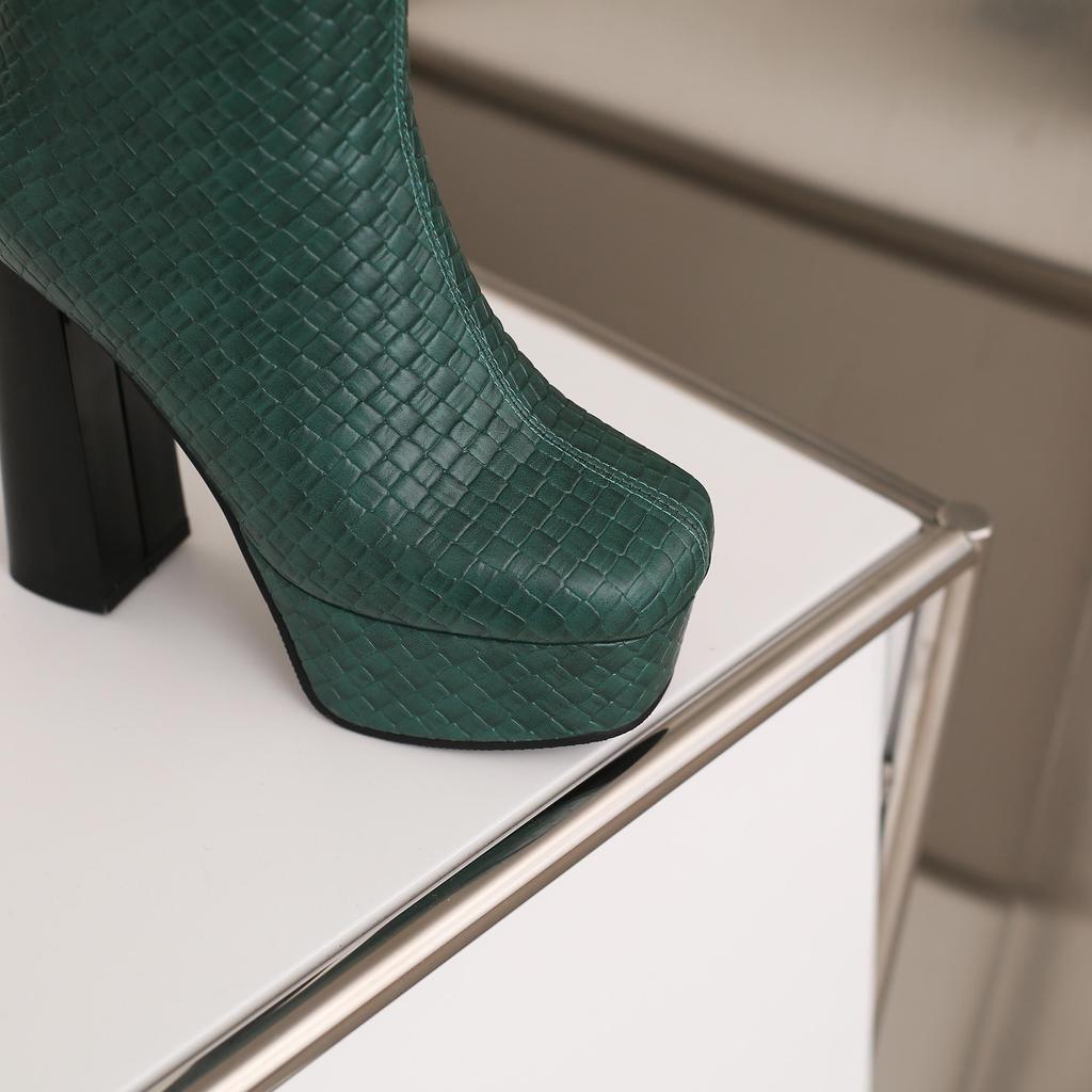 J/Dámské vysoké podpatky krátké kozačky sexy evropský a americký styl podzim a zima nové nepromokavé platformě tlustý podpatek martinky velké dámské boty