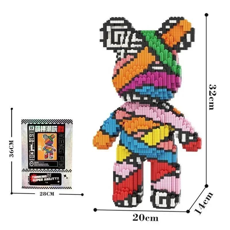 

Big 43cm 3D Kawaii Bear Horse Model Micro Diamond Building Block Brick Toys For Children Adult Birthday Gifts Home Ornament