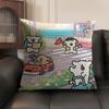 Cute Lover Korean Line P-Puppy Cushion Cover Natural Linen Organic Fabric Double-Sided Printing Sofa Home Decor Gift Pillow Case