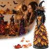 Leaf Gown Halloween Witch Statue Vintage Leaf Witch Resin Ornament  Halloween Harvest