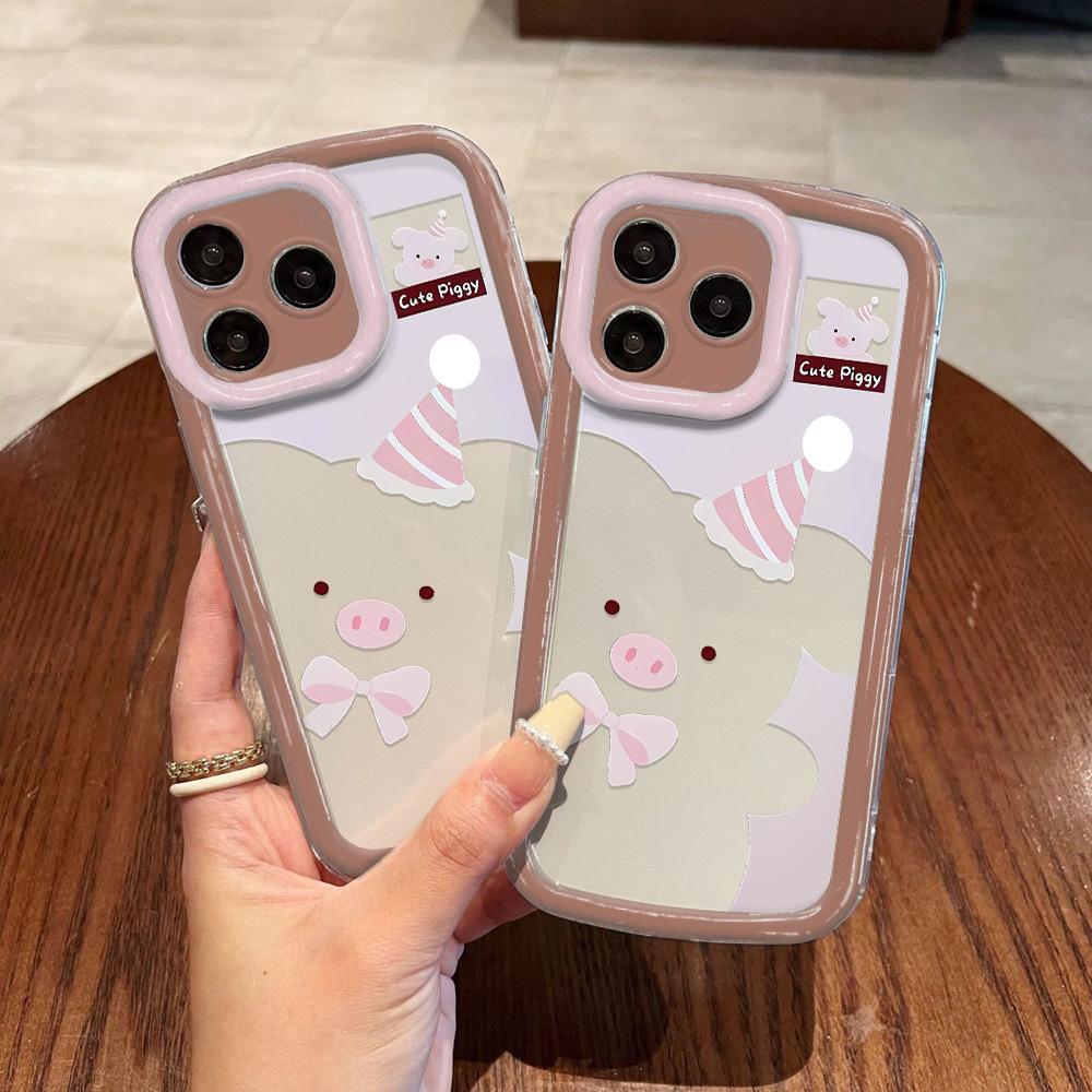 Fun Cartoon Pink Piggy for iPhone17 Mobile Phone Case 14 Apple 13 All-inclusive 12/15 Simple 16 Soft X