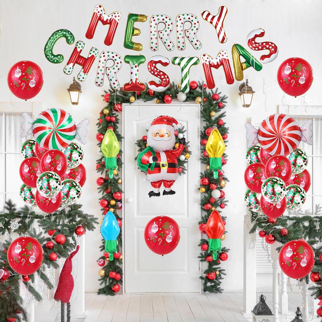 Christmas Party Balloons Festive Colorful Party Supplies Christmas Balloon Set Wall Banner For Wall Door Tree Patio Indoor