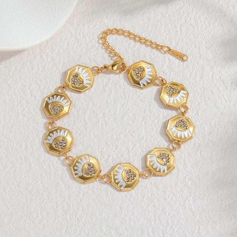 Newins 18k Gold Stainless Steel Geometric Daisy Bracelet - Elegant Niche Design for Women