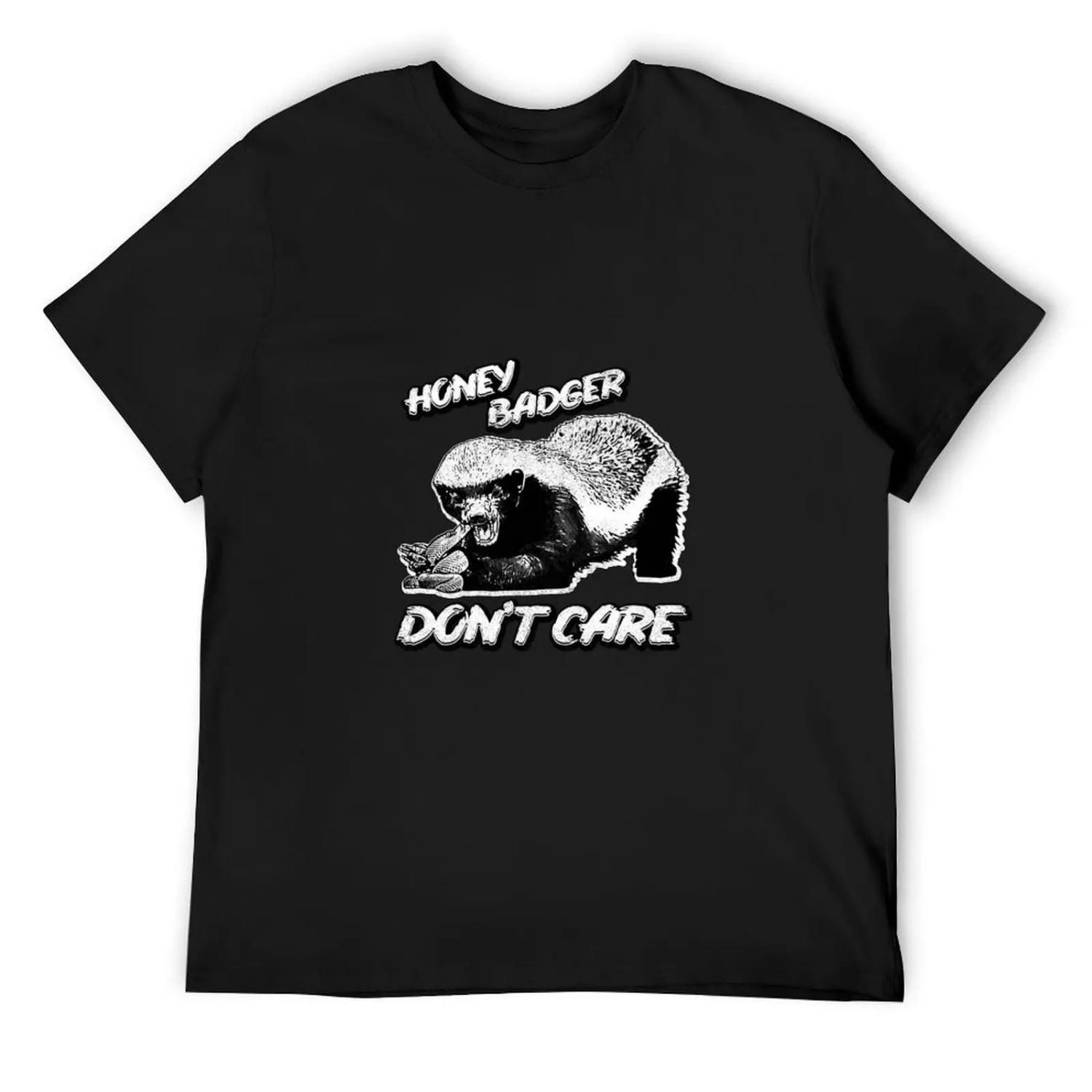 Honey Badger don t care T-Shirt customs luxury designer graphics plain black t shirts men S