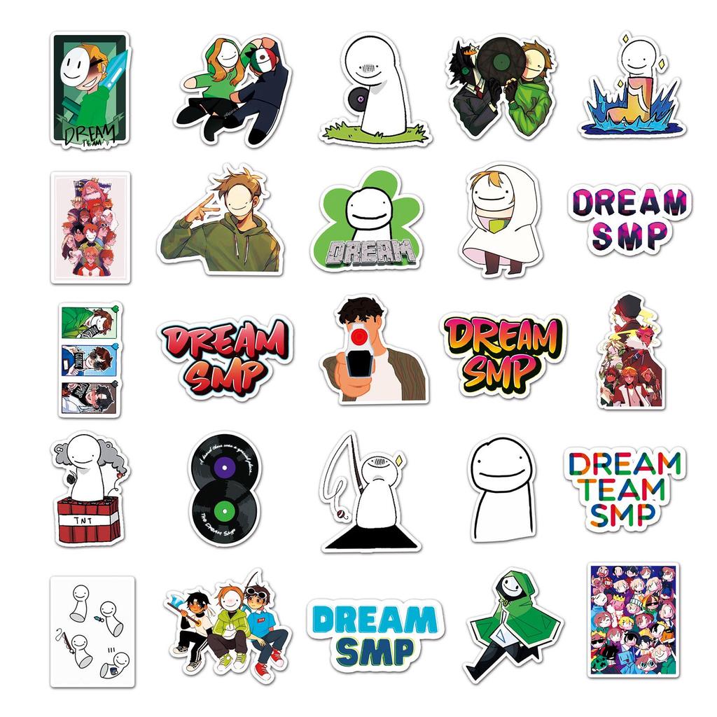 50 Cartoon Game Dream SMP Personality DIY Stickers for Laptops, Suitcases, Cars, and Phones