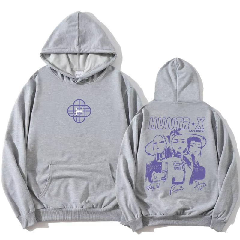 

K-pop Охотники на демонов HUNTR/X Takedown Худи с длинным рукавом Мода Осень Толстовки Повседневный флис Женский пуловер Женский Мужской Худи 3XL