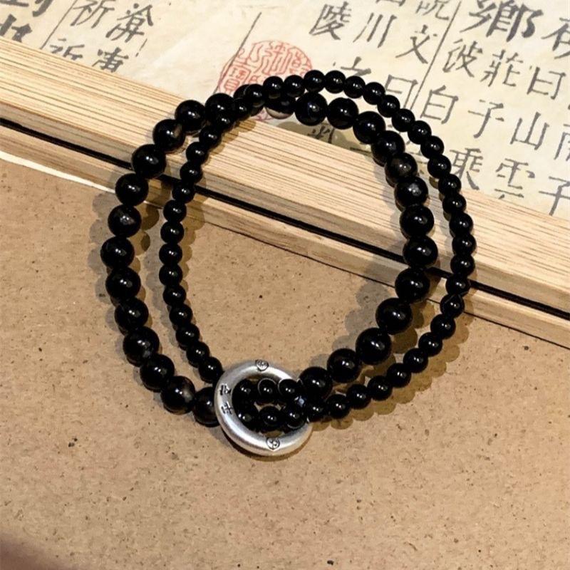 Chinese double-color national style safety buckle beaded bracelet women's new natural stone bracelet couple jewelry tide