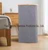 Foldable Bamboo Laundry Hamper with Lid and Inner Bag for Bedroom and Bathroom