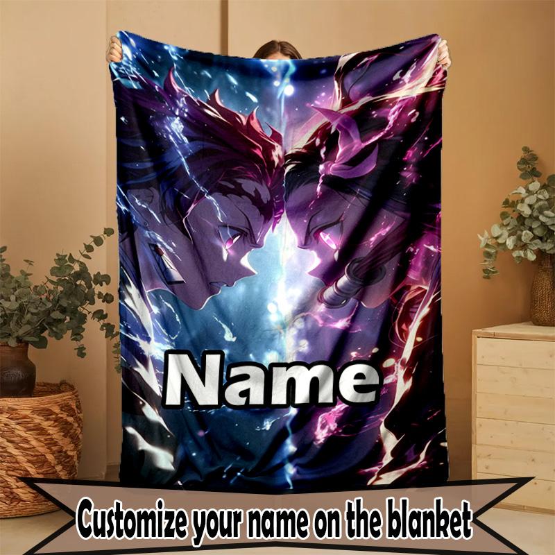Custom Name Personalized Demon Slayer Print Blanket, Home Decor, Bedroom, Sofa, Camping, Couch, Gifts for Birthday ChristmasEnthusiasts