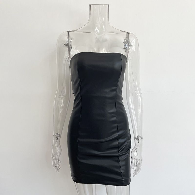 European and American Style Solid Color Sexy Nightclub Hip Strapless Dress