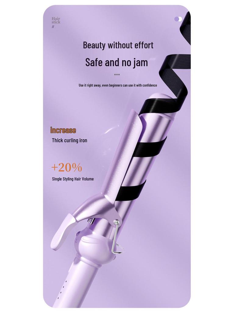 Ceramic Curling Iron for Big Waves & Bangs - Inward/Outward Curls, Hair-Friendly, Lazy Electric Design.