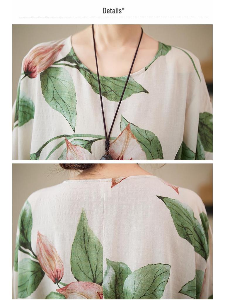 2023 Summer Bohemian Pastoral Short Sleeve Plus Size Dress for Women