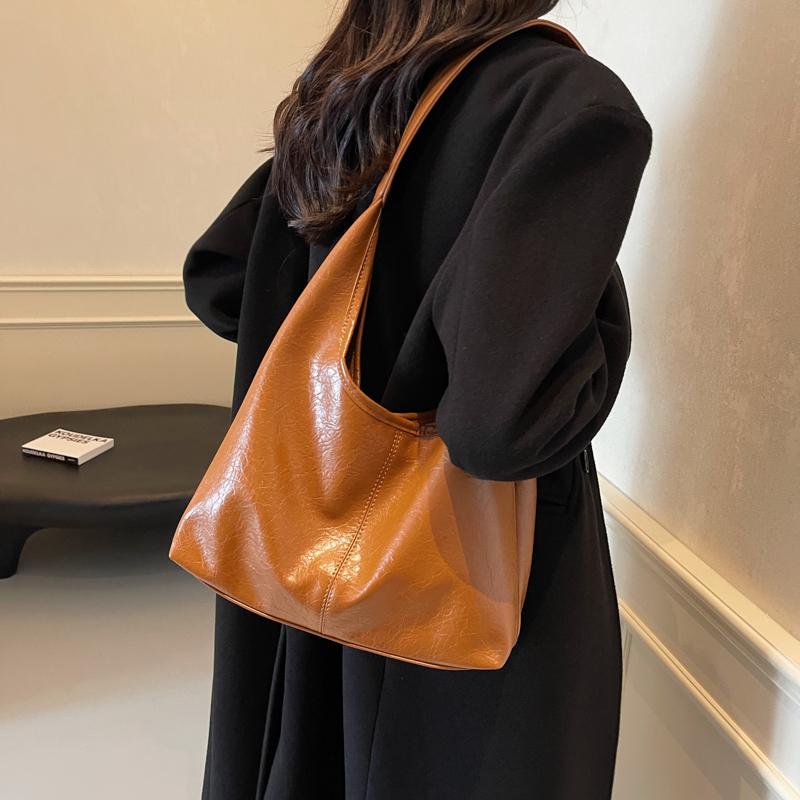 Two-Piece Bag Set Soft Leather Tote Bag Women's Retro Large Capacity Shoulder Bag Underarm Bag