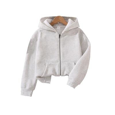 Jacka för Pojkar och Flickor Höst Vinter Ny Fleecefodrad Förtjockad Amerikansk Stil Dragkedja Kofta Huva Långärmad Stor Ficka Sweatshirt