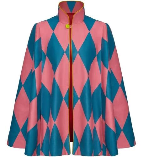 Men s Anime Costume, Pink Cape, Plaid Pattern