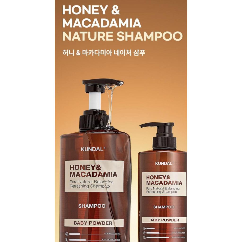 [Kundal] Honey&Macadamia Nature Shampoo 500ml +Treatment 500ml (Baby Powder)