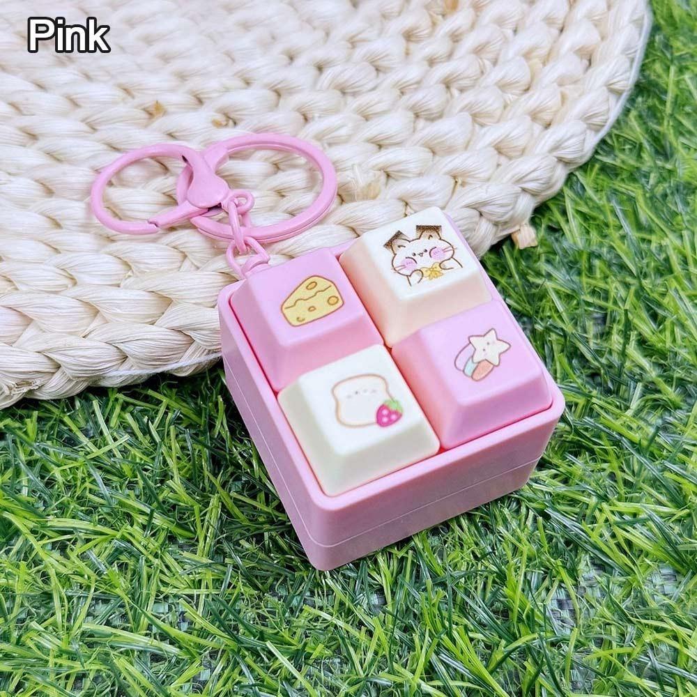 Fun Cartoon Squeeze Music New Unique Four-square Merit Key Button Keychain Couple Car Bag Key Chain & Pendant