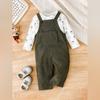 Girls' Denim Overalls Set With Cute Doll Prints, Casual Kids Outfit