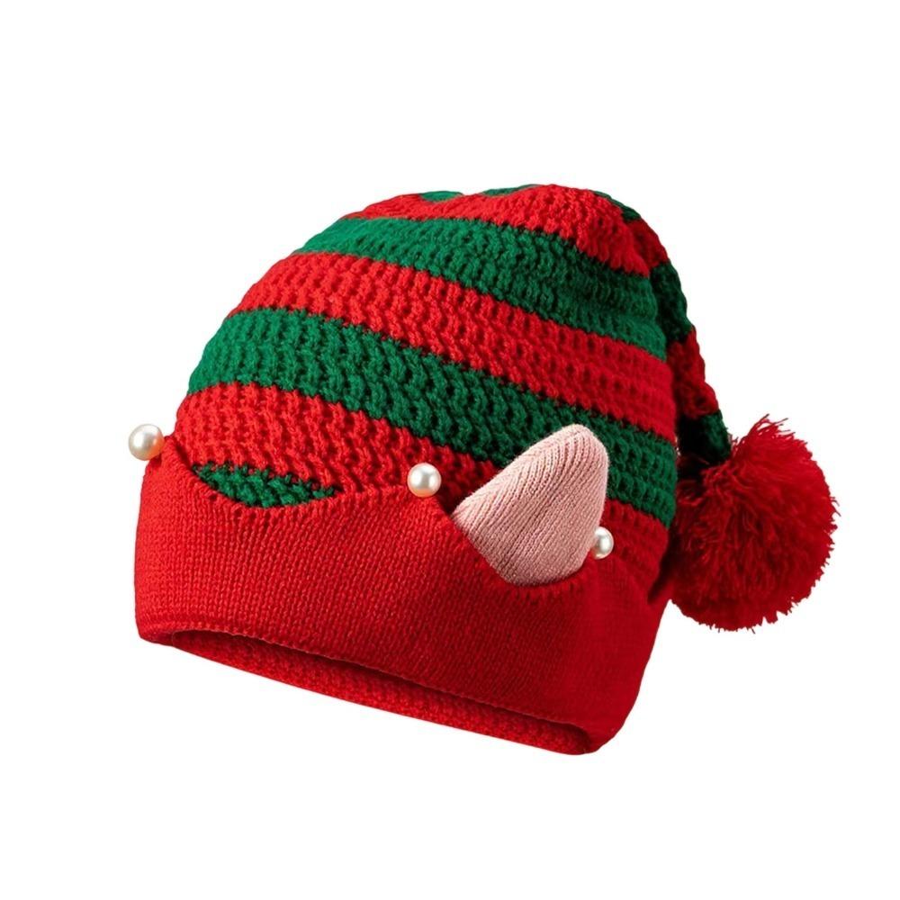 

Полосатая Шапка Рождественская Вязаная Вязаная Шапка Рождественский Праздничный Подарок Эльф Шапка Санты Новый Год E