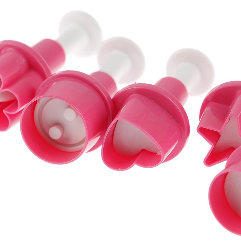 5Pcs Plastic Cookie Cutter Cake Mold Star Button Plum Heart Biscuit Sugarcraft