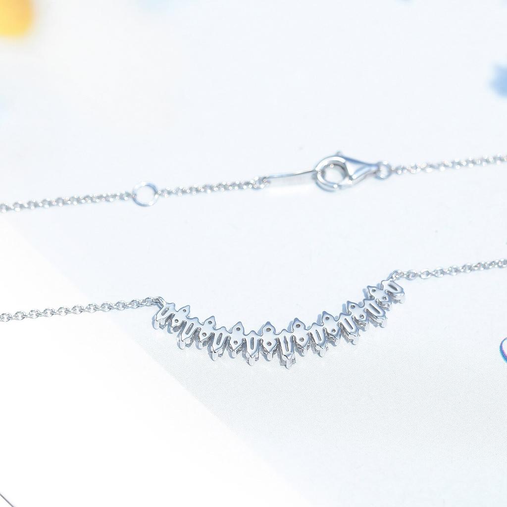 Hochwertige weiße Zirkon-Lächeln-Halskette, brillante Leiter-Zirkon-Schlüsselbeinkette für Frauen, Hochzeitsfeier, Halskette, Geschenk