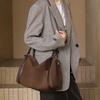 Frosted Cowhide Bowling Bag Large Capacity Commuter Versatile Boston Shoulder Crossbody Bag Deerskin Velvet Tote Women'S Bag