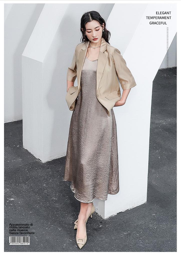 Five Sleeve Loose Thin Suit Jacket for Women's Summer Temperament Versatile Suit Top