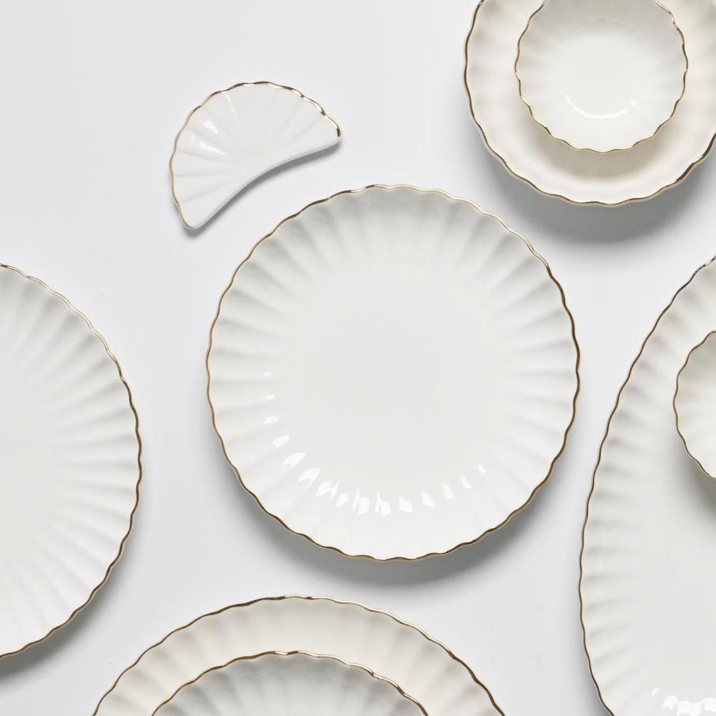 Goldrimshell Ceramic Spoon Rest