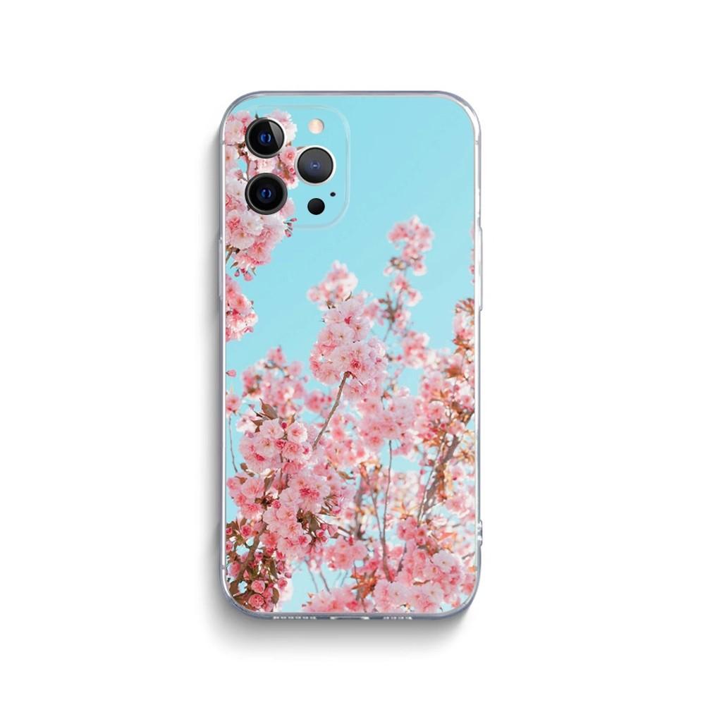 Pink Sakura Phone Case For iPhone 15 14 13 12 11 Pro Max Xs Xr X 7 8 Plus 12 13 Mini Silicone Clear Cover