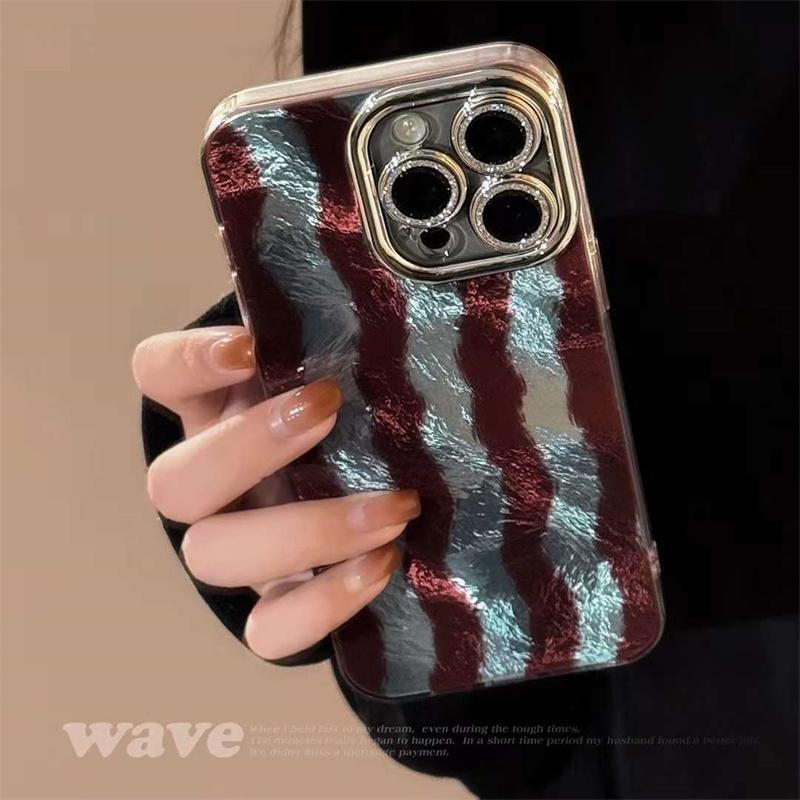 Luxury Glacier Stripe Print Phone Case For iPhone 16 15 14 13 12 11 Pro Max Back Cover