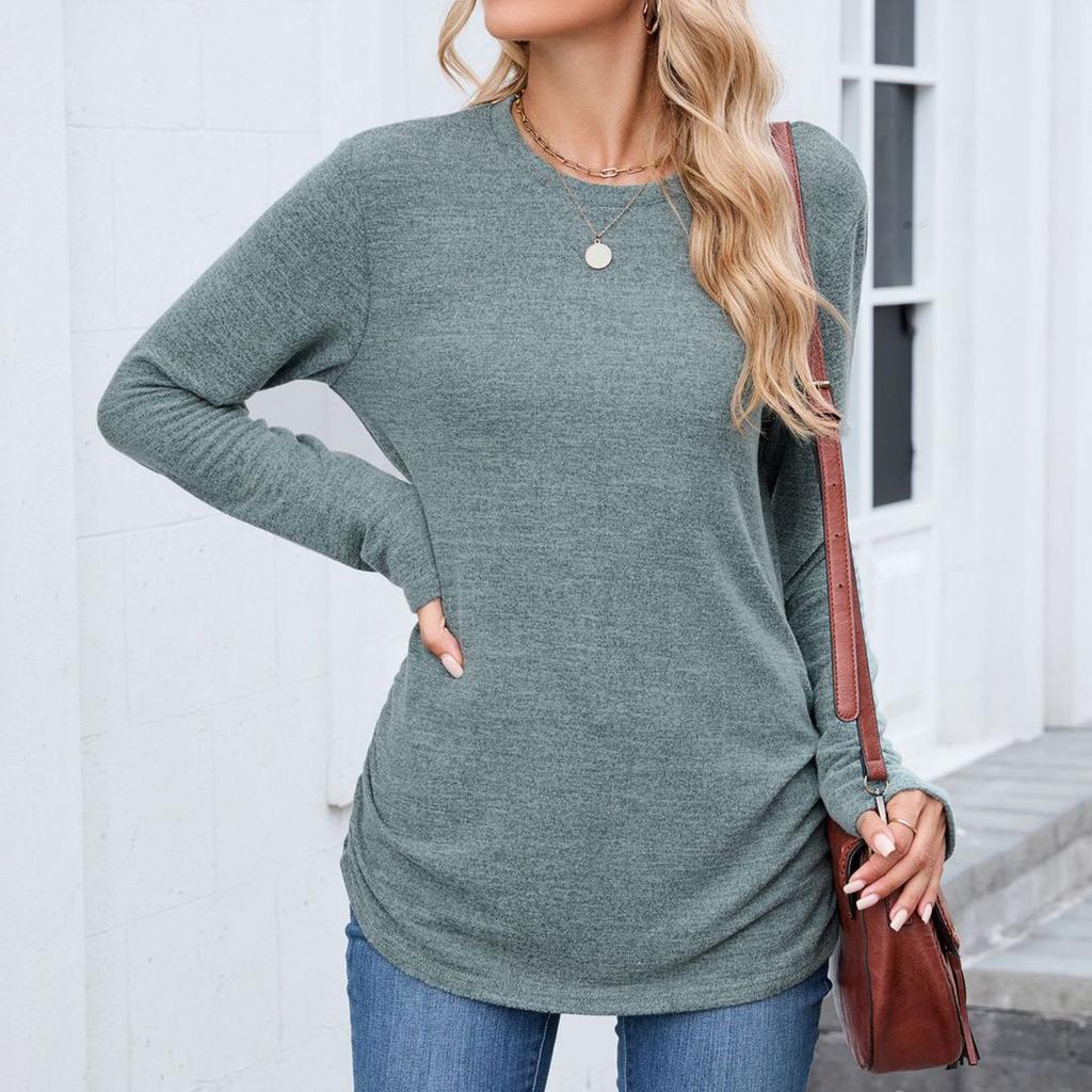 Women Tops Long Sleeve R-Neck Shirts Fall Fashion  Casual Business Tunic Blouses