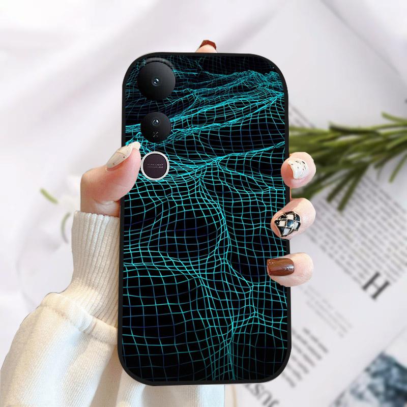 For Vivo V50 Lite 5G Case Fashion Luxury Printed Black Matte Soft TPU Silicone Bumper Cover For Vivo V50Lite 4G Phone Case Funda