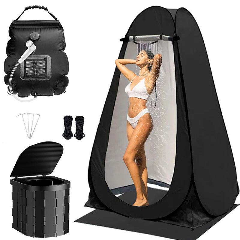 

3pcs 120x120x190cm Combination Outdoor Bathing Tent with Mats Camping Toilet Tent Changing Shower and Bathing Clothes Cover чёрный