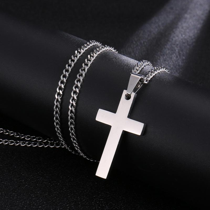 Fashion Stainless Steel Cross Pendant Necklace For Women Men Link Chain Charm Necklace Cool Boys Girls Punk Hip Hop Jewelry Gift