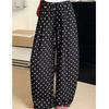 Wide Leg Pants Women Summer Elastic Waist Thin Linen Trousers Ladies White Loose Drawstring Straight Linen Pants Women