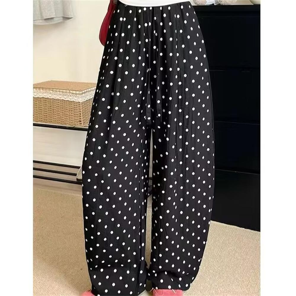 Wide Leg Pants Women Summer Elastic Waist Thin Linen Trousers Ladies White Loose Drawstring Straight Linen Pants Women