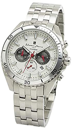 Authentic Salvatore Marra SM19113-SSWH Chronograph Men's Watch with Metal Strap (Imported)
