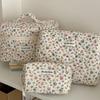Lovely Floral Corduroy Cosmetic Bag For Storing Skin Care ltems Lipsticks Accessories Travel Necessity Birthday Gift