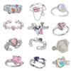 15Pcs Colorful Gemstone Open Ring Set for Women, Fashion Heart-Shaped Stackable Rings, Adjustable Midi Knuckle Rings