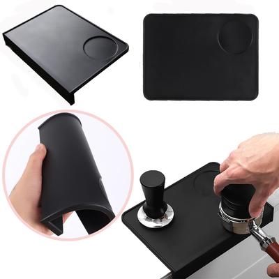 Rutschfeste Matte Flache Silikon Kaffeetamper Halter Unterlage Eckmatte Espresso Kaffee Tampen Schwarz Kaffeegeschirr für Büro Café Geschäft