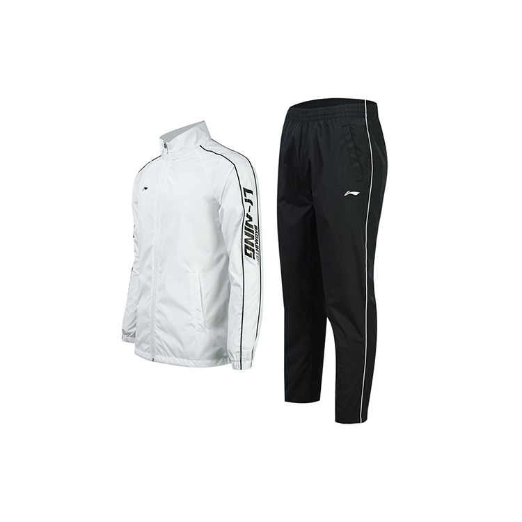 Li Ning Badminton Series Running Training Sports Woven Casual Sports Suit Men Suit Standard-White AACR001-2
