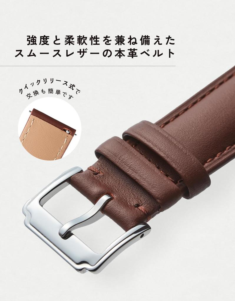 Calum Watch Strap Genuine Leather Smooth Leather Quick Release Watch Smart Watch Band 12mm 24mm Black x Gold - (22mm, Buckle)